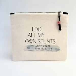 Canvas zip bag painted small - I do unintentional stunts