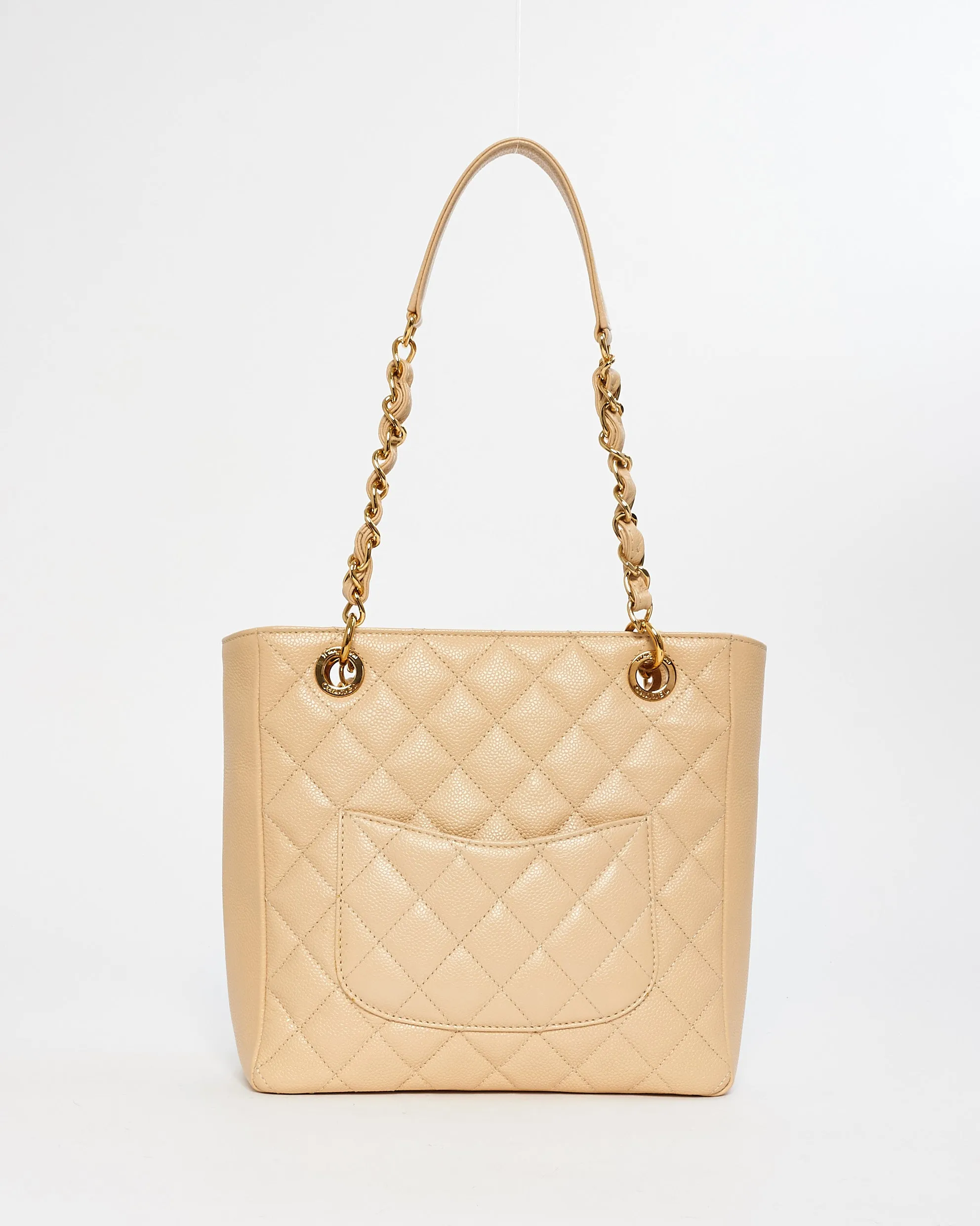 Chanel Beige Caviar Leather PST Tote Bag