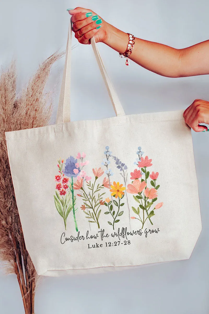 Consider How The Wildflowers Grow Canvas Jumbo Tote