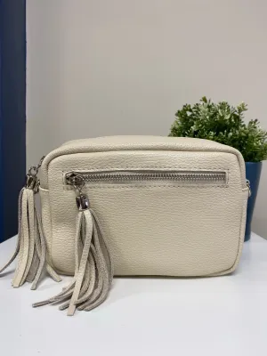 Cream Leather Camera Bag