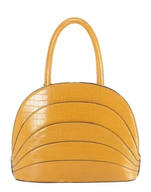 Croc Texture Satchel Bag In Yellow | ALPHONSINA