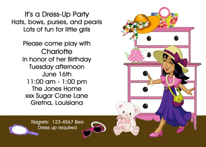 DRESS UP TIME CUSTOM INVITATION