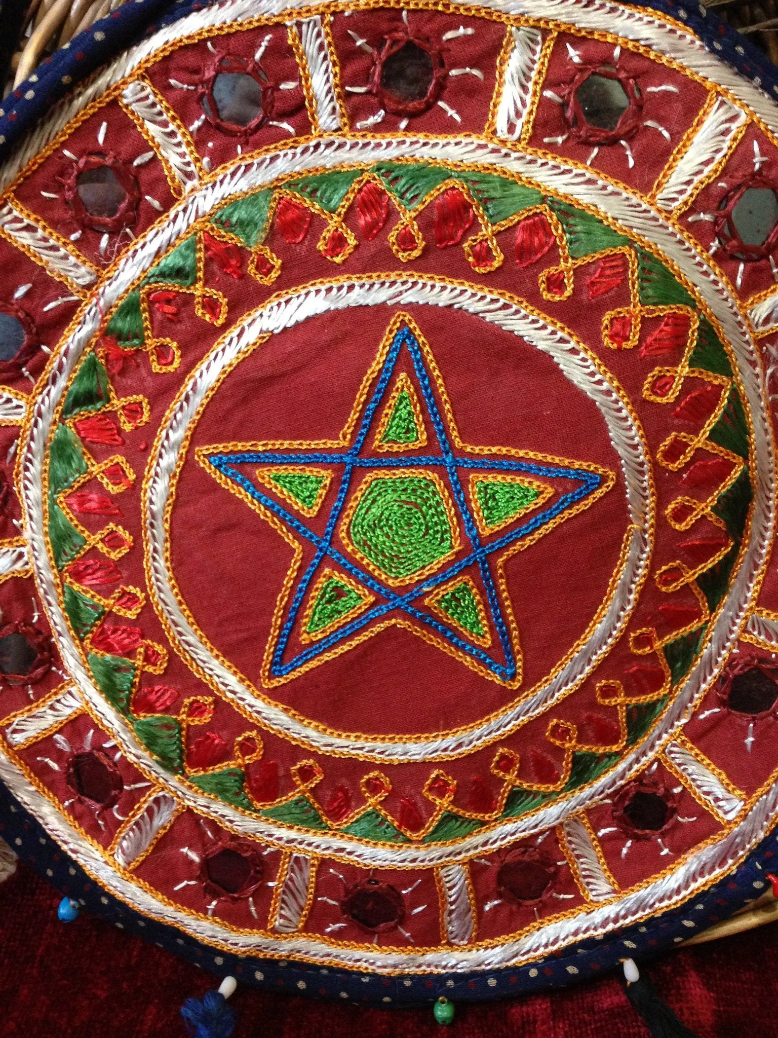 Embroidered Pentacle Shoulder Bag