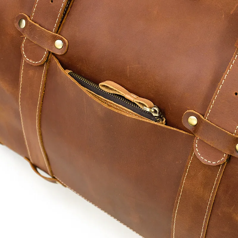 Full Grain Leather Duffle Bag Handmade Leather Weekender Bag Leather Holdall Overnight Bag For Men Gift For Him