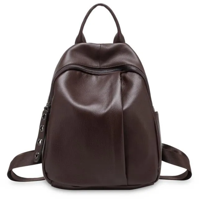 Genuine Leather Classic Black School Bag For Girls