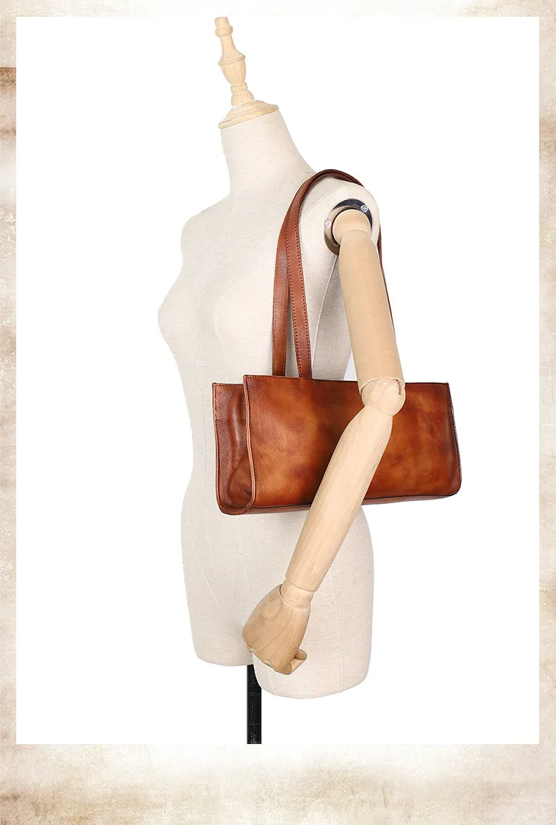 Handmade Green Leather Womens Vintage Baguette Bag Best Baguette Shoulder Bag Crossbody Purses for Ladies
