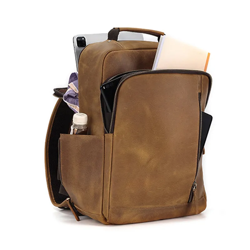 Leather Backpack for Men Full Grain Leather Travel Backpack Handmade Leather 15.6 inches Laptop Backpack Gift For Him