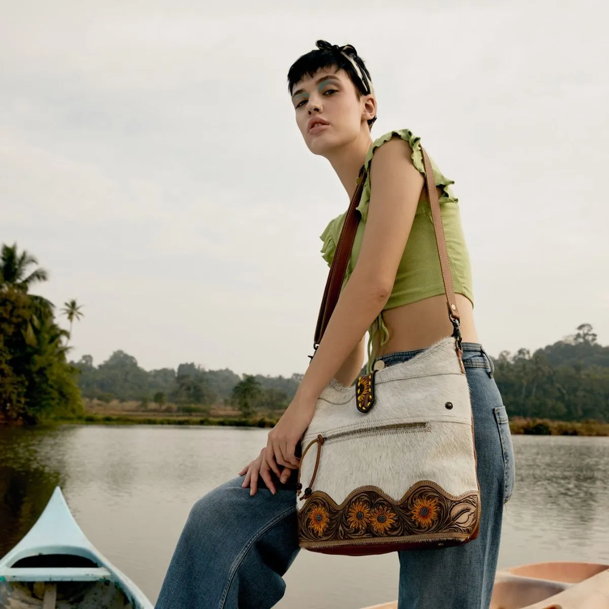 Myra Bag Sunflower Hair-Tooled Bag