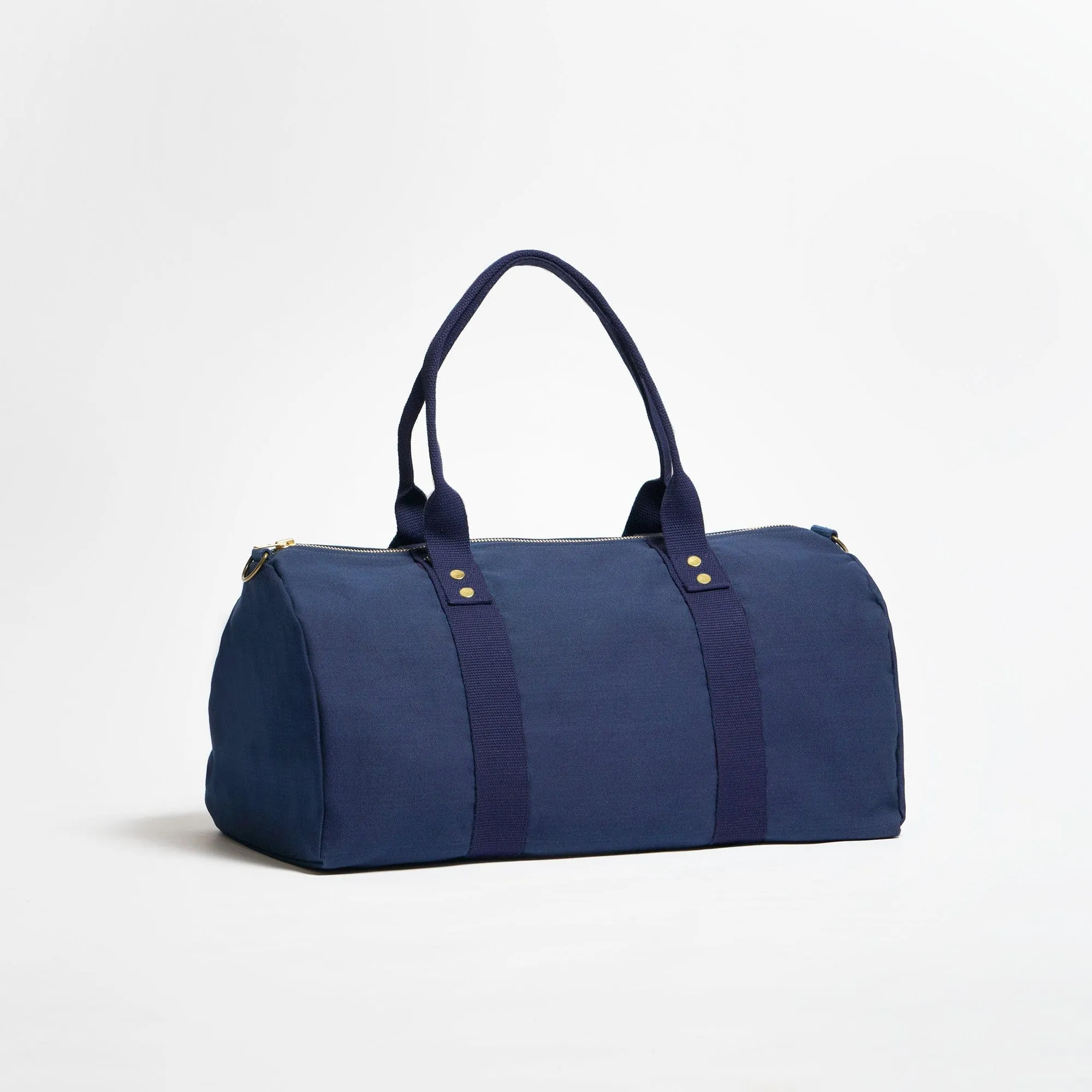 Natural Cotton Canvas Vegan Weekender | Navy Blue