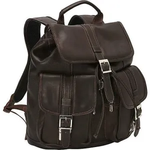 Piel Leather Medium Drawstring Backpack with Two Front Pockets