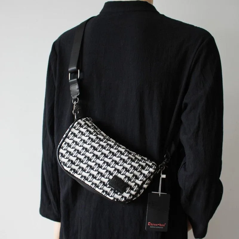 Plaid Canvas Crossbody Bag