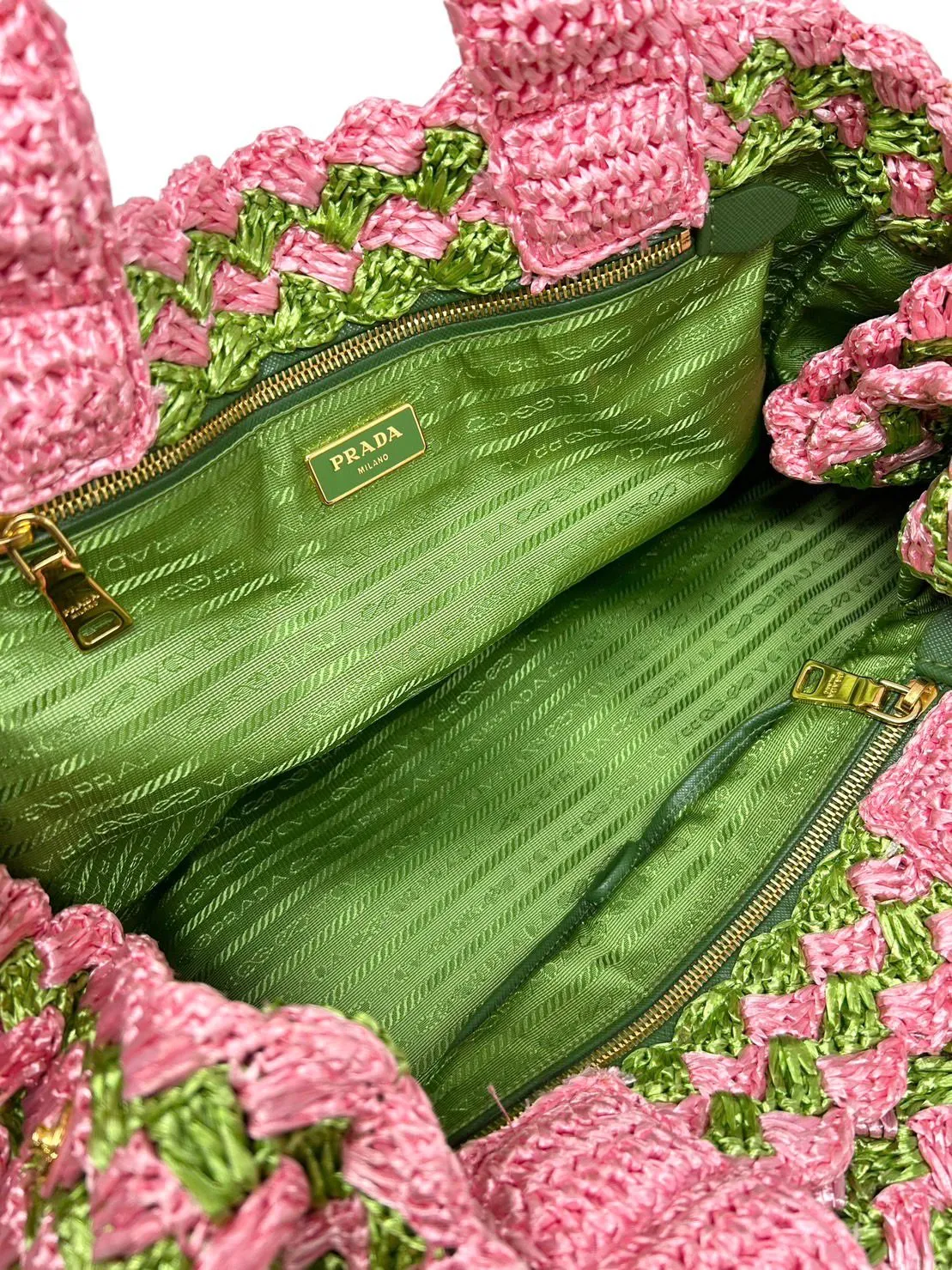 Prada Pink Jumbo Raffia Tote