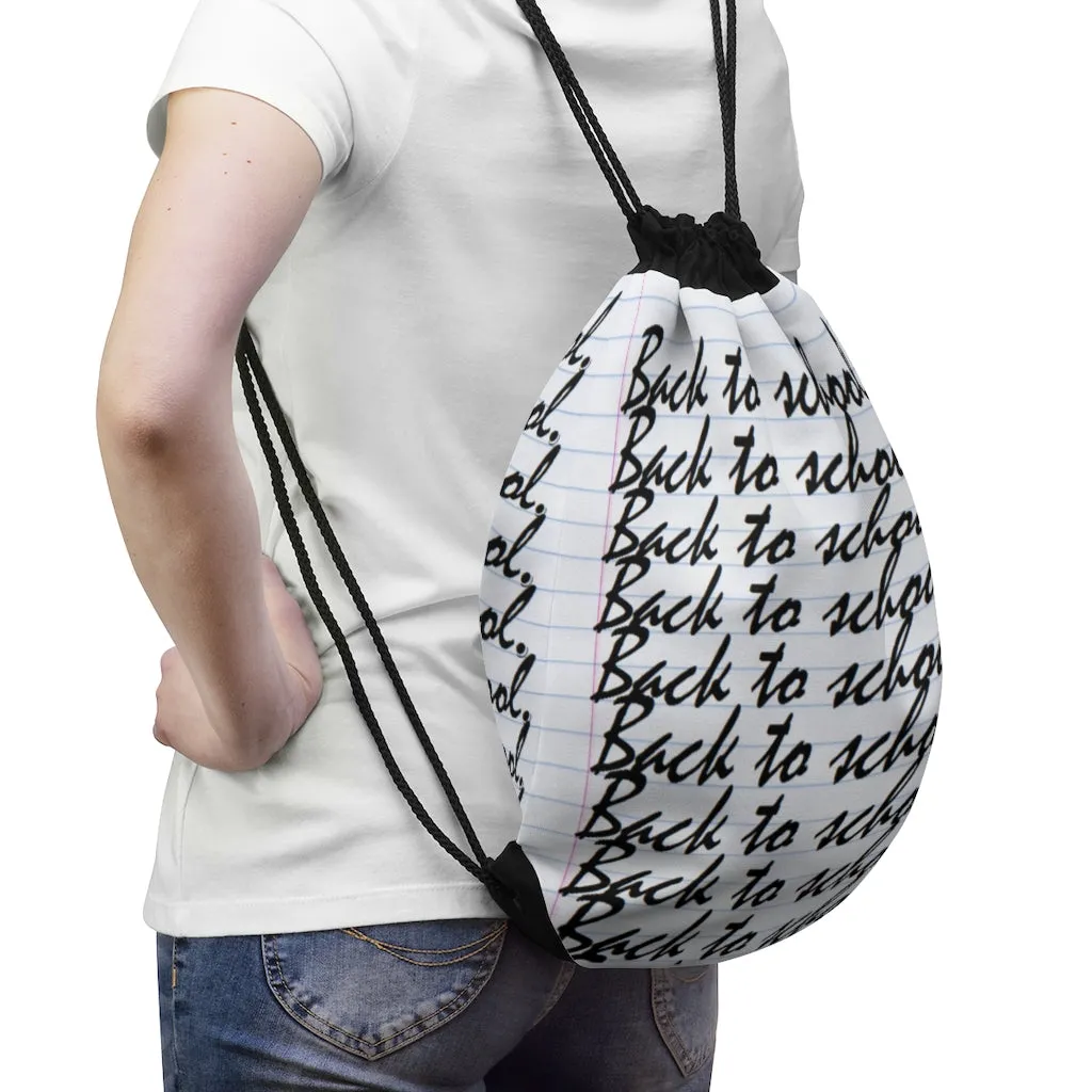 "Back to School" (Cursive) Notebook paper Drawstring Bag