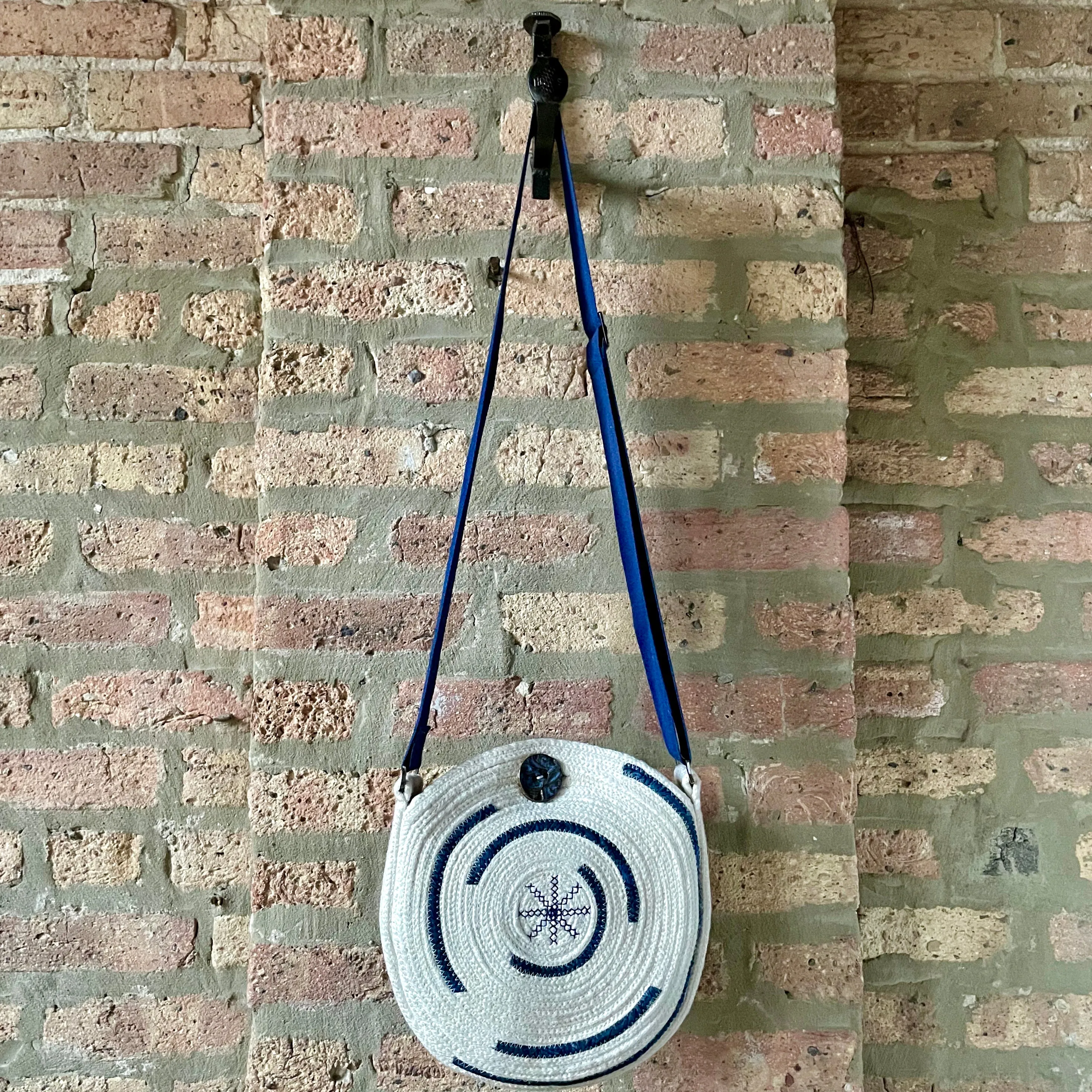Rope Purse with Navy Blue Accents