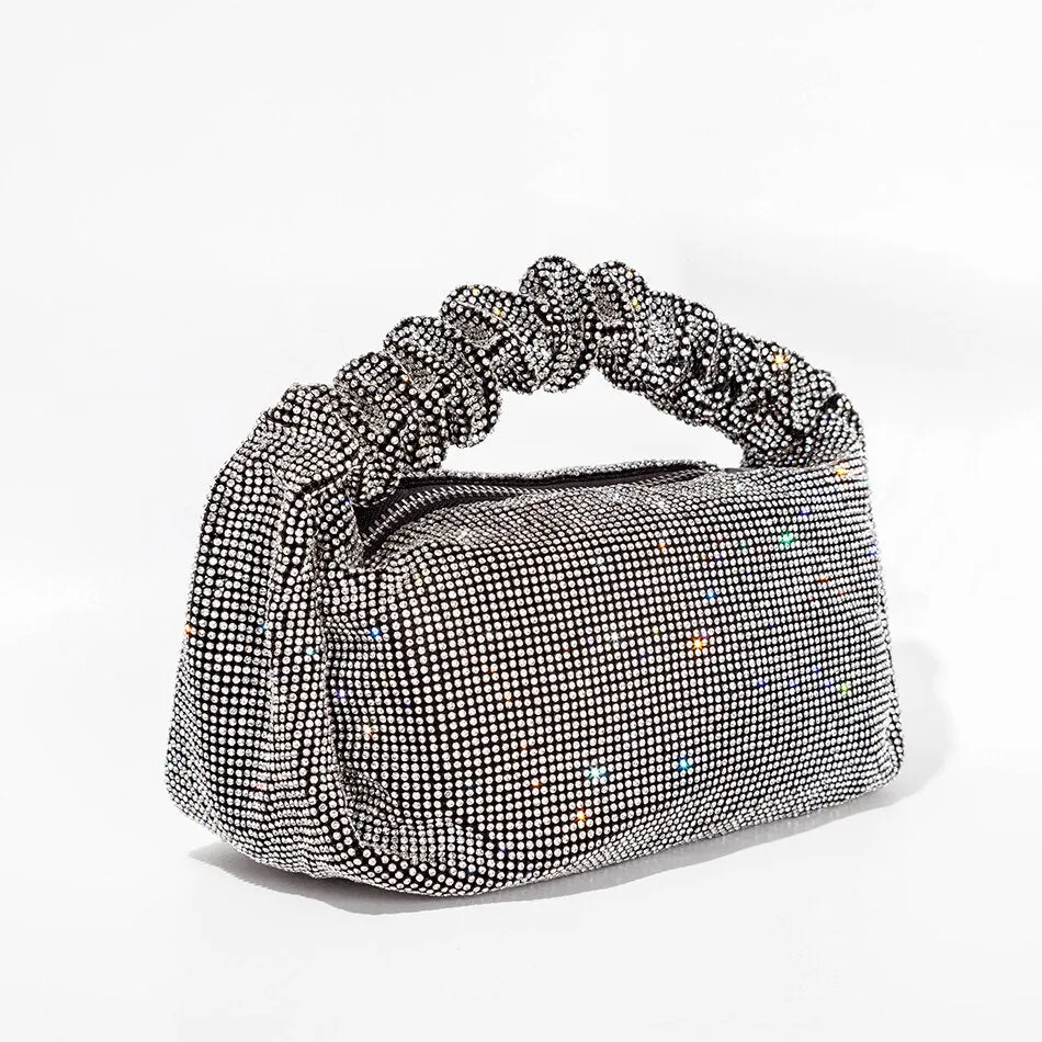 Shiny Rhinestone Evening Clutch Purses Women Trending 2022 New Elegant Fold Handle Luxury Crystal Wedding Handbags High Quality