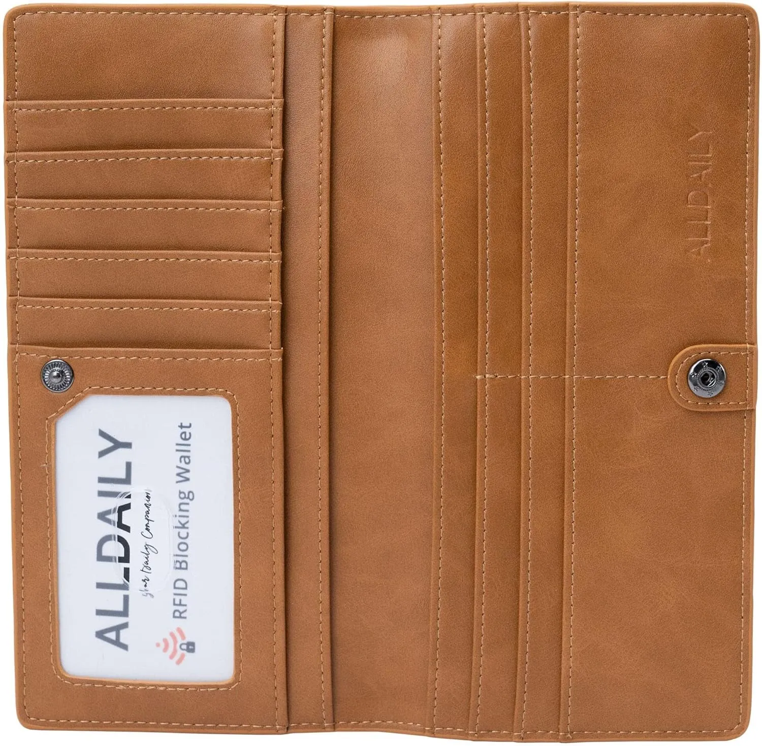 Slim Vegan Leather Clutch for Women, RFID Blocking Long Bifold Wallet