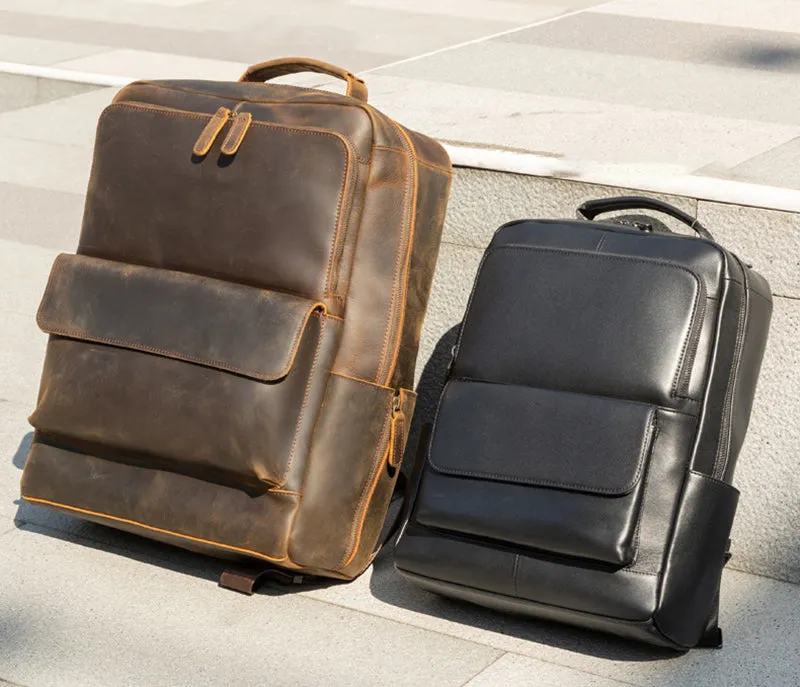 Vintage Crazy Horse Leather Backpack Full Grain Leather Travel Backpack Handmade Mens Leather Backpack Hipster Backpack